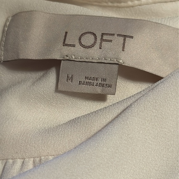 LOFT Lace trim‎ ivory utility blouse long sleeves mandarin collar top Sz M - Picture 6 of 6